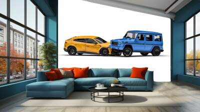 3D render image representing an accident between two luxury suv`` s  Wall mural